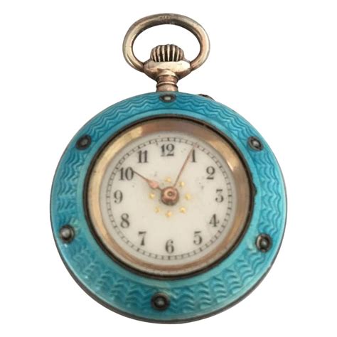 Antique Turquoise or Blue Enamel Silver Fob Watch at 1stDibs | enamel ...