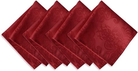 Newbridge Barcelona Damask Napkin Set, 100% Polyester, Set of 4, Red ...