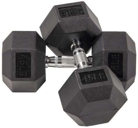 BalanceFrom 45 lbs Pair Weight Set Dumbbell, Rubber Encased Hex, Black ...