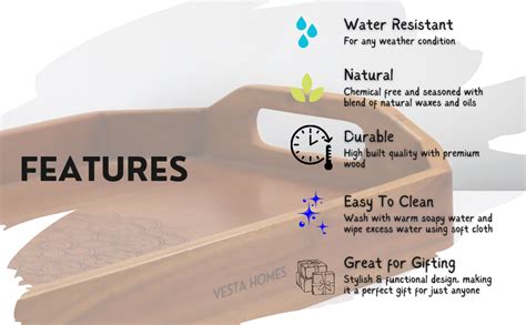 Vesta Homes Acacia Wood Serving Tray with Engraved Mandala Design ...