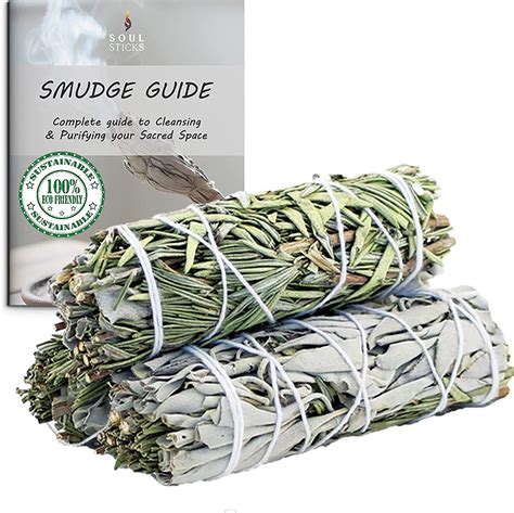 AncientVeda White Sage & Rosemary Sage Smudge Sticks Pack of 3 Bundles ...