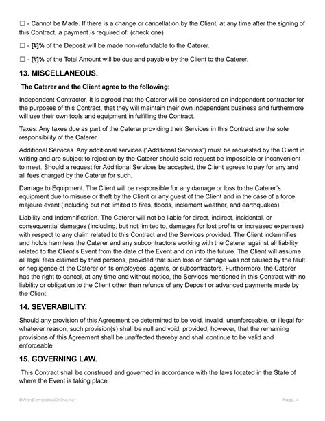 Free Catering Service Contract Templates (Editable)