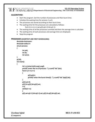 Image result for C Program Shortest Job First