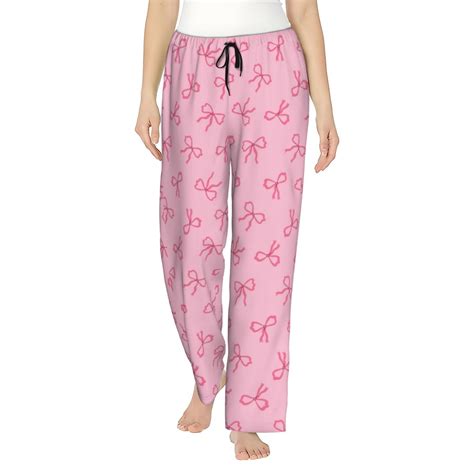Bingfone Pajamas for Women,Pink Bows Pajama Pants with Pockets-XX-Large ...