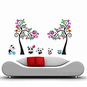 Sticker Hub Panda with Pink Colourful Tree Wall Sticker BS547 : Amazon ...