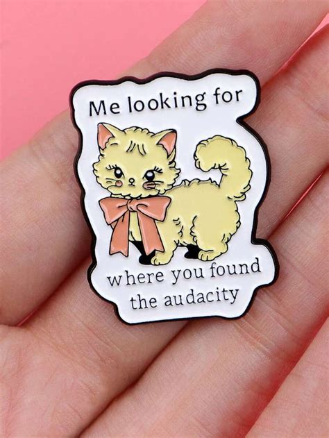1PC Cartoon Cat Enamel Pin Cute Quotes Brooch Pines Lapel Pins Badge On ...