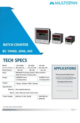 Electronic Counters - Multispan BC-1046D,Digital Batch Counter Trader ...