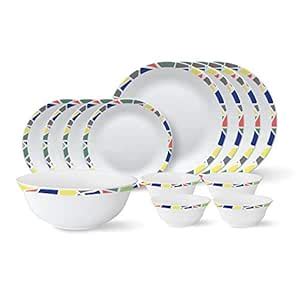 Larah by Borosil - Tiara Series, Garnet, 13 Pcs, Opalware Dinner Set ...