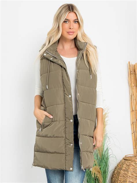 Plus Hooded Long Puffer Vest | New York & Company