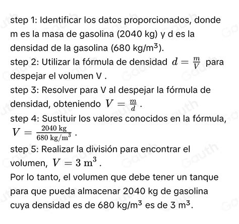 Solved: ¿que volumen debe tener un tanque para que pueda almacenar 2040 ...