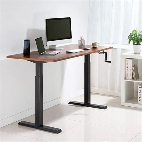 Lockable Caster Desk Manual Standing Desk With Wheels – Hand Crank ...