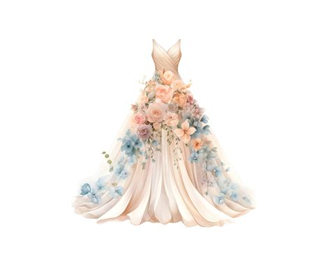 Watercolor Wedding Dress Clipart, Wedding Gowns Clipart, Bridal Dress ...
