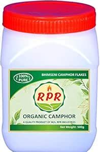 RPR Organic Bhimseni Camphor Flakes, 500g X 1 Jar, Transparent White ...