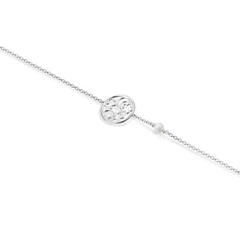 Pulsera Silueta de Plata con Perla | TOUS