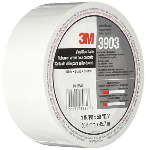 3M Vinyl Duct Tape 3903, White Color, 2 in x 50 yd, 7.3 mil ...