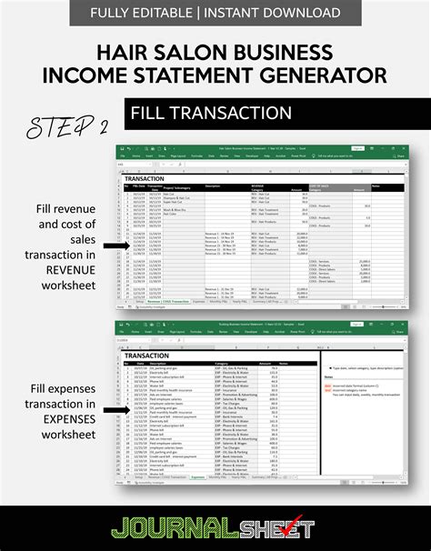 JS468IS HAIR SALON INCOME STATEMENT GENERATOR - journalSHEET
