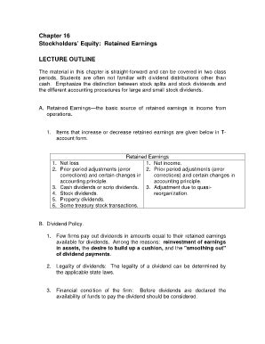 Fillable Online Chapter 16 Stockholders' Equity: Retained Earnings ...