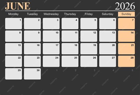 June 2026 calendar overview | Premium Vector