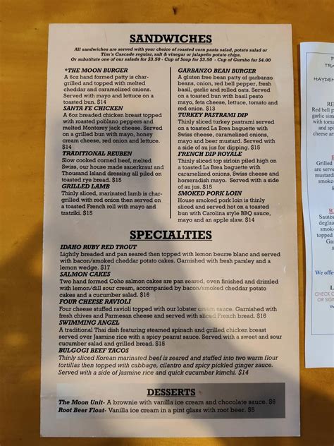 Menu at Porch Public House, Hayden