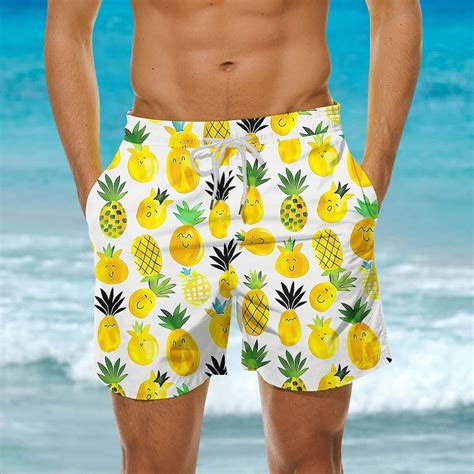 Bathing Suits Pineapple Skull Swim Trunks Pineapple shorts mens store