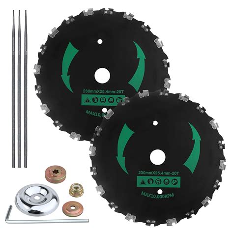 EXCELFU 9" x 20T Chainsaw Tooth Brush Cutter Blade Kit with 2 Carbon ...