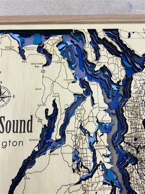 Puget Sound Topographical Map, 3D Map, Puget Sound Map, Water Map, Depth of Puget Sound, Map ...