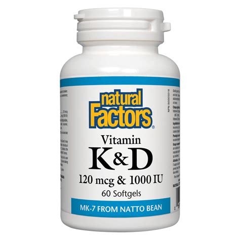 Optimum Health & Kolya | Natural Factors - Vitamin K 120 mcg & Vitamin D 1000 IU