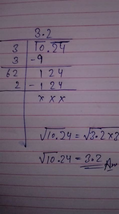 square root of 10.24 by division method - Brainly.in