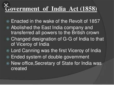 What were the main provision of act of 1858 - Brainly.in