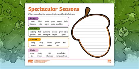 The Seasons Poem Writing Frame