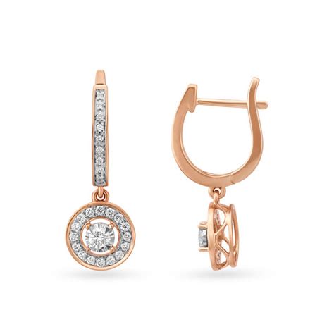 Chic Geometric Rose Gold and Diamond Bali Hoop Earrings