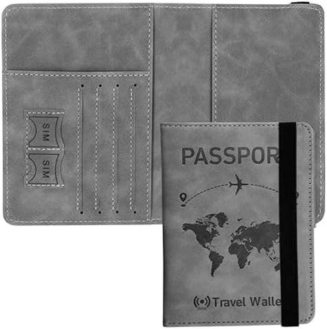 DAHSHA Grey RFID Blocking PU Leather Travel Passport Holder Cover ...