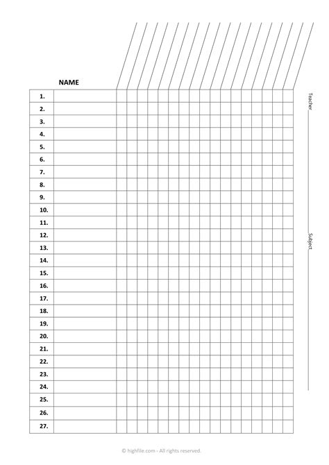 Free Editable Class List Templates - Highfile