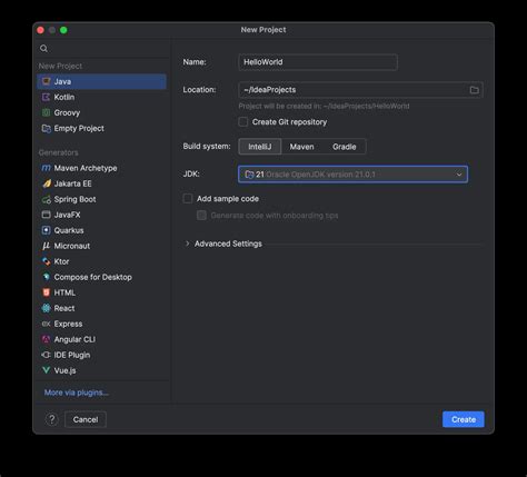 Creating a New Java Project in IntelliJ Community Edition 的图像结果