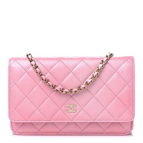 CHANEL Lambskin Quilted Mini Wallet On Chain WOC Pink 1118865 ...