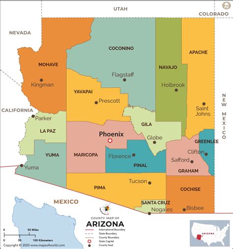 Image result for Arizona County Map