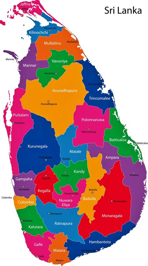 Sri Lanka Map of Regions and Provinces - OrangeSmile.com