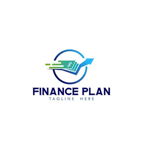 Finance plan logo with growth arrow and money | Premium Vector