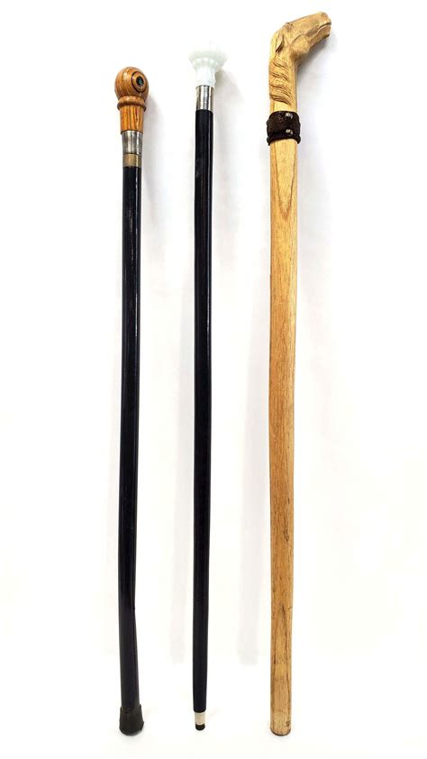 Lot - Cane Sword With (2) Walking Sticks