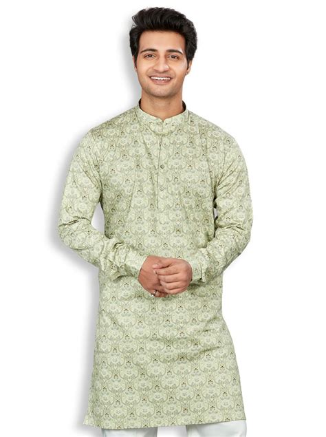 Pure Cotton Giza Satin Premium Motif Print Kurta with Cuffed sleeves ...