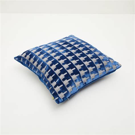 Buy Lush - Blue Jacquard Velvet Cushion Cover - 40x40cm from Home ...