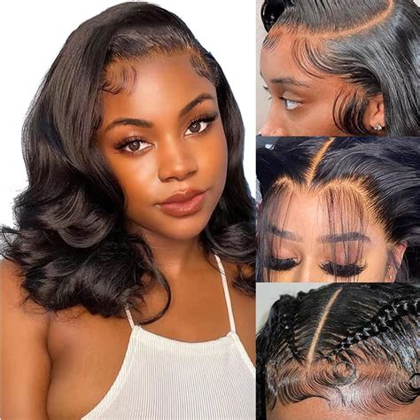 Amazon.com : EMOBANA Bob Wig Human Hair 13x6 Lace Front Wigs 12 Inch ...