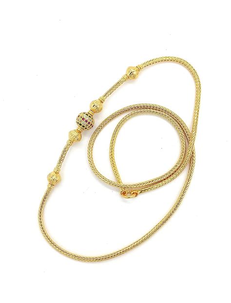 HANAA One Gram Gold Micro Plated 3 Ball Mugappu Chain for Women & Girls ...