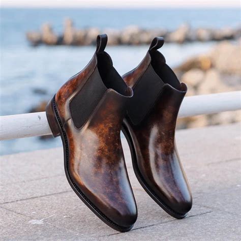 Men Leather Patina Chelsea Boots – Italian Shoes Company
