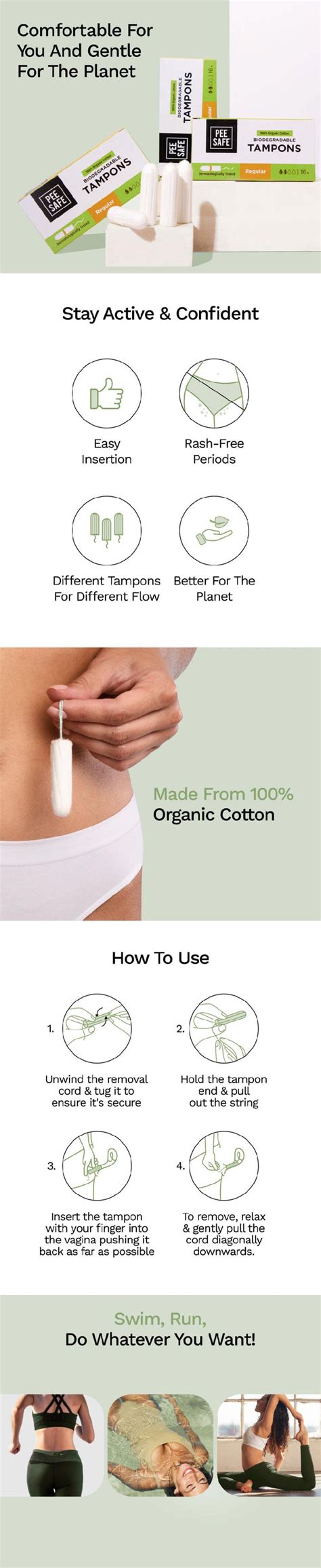 Pee Safe Tampons | Super Plus Size | Pack Of 16