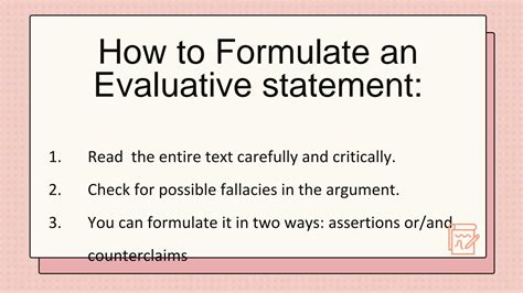 Image result for Evaluative Statement Examples Burger Method