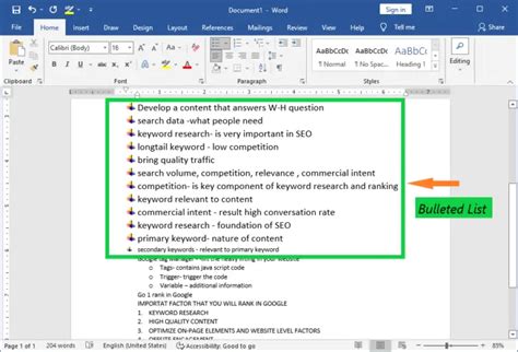 Image result for Using Bullets in Word 7