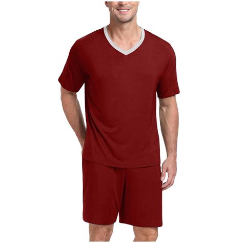 Dovford Mens Pajamas Set Shorts Pjs Lightweight Raglan Short Sleeve ...