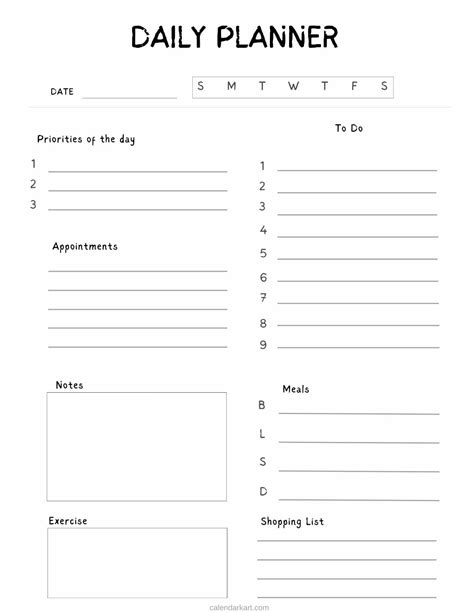 Free Printable Daily Calendar Templates for Easy Planning