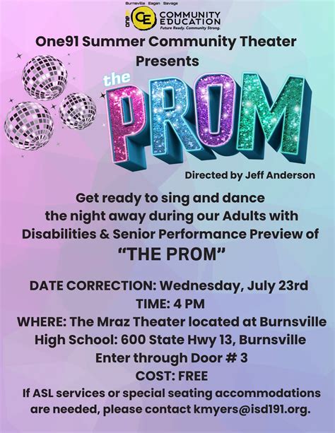 Senior and Adults with Disabilities Preview of "The Prom" , Mraz Center ...